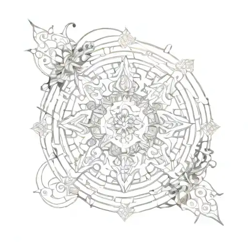Mandala Design With Little Chains And Greek Structures
