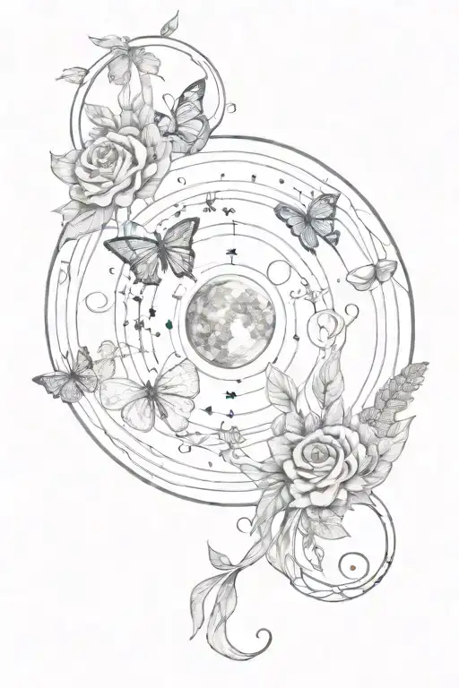 Moon Phases Intertwined With Flowers And Butterflies And Snakes And Mushrooms And Sparkles