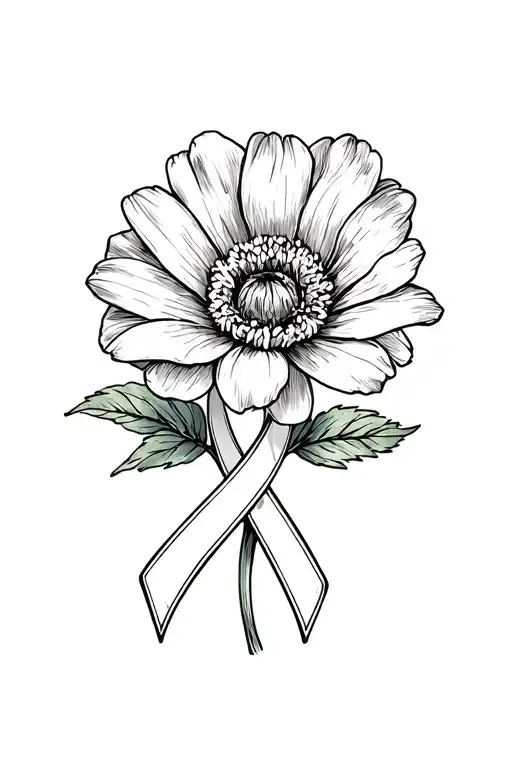 Delicate February Birth Flower With Cancer Ribbon