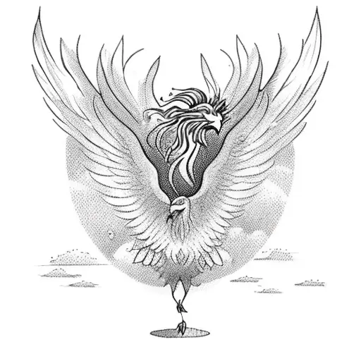 A Majestic Phoenix Soaring Over A Tropical Beach At Sunset