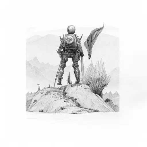 Small Figure In A Large Open Space In Nature