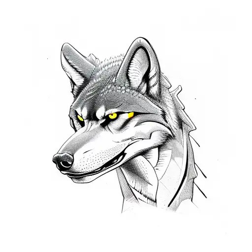 Head Half Dragon Halk Wolf