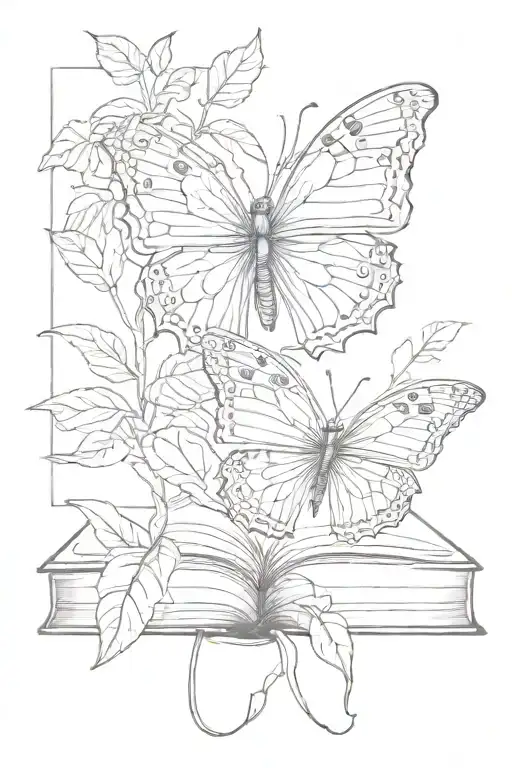 Butterfly On A Book On A Plant
