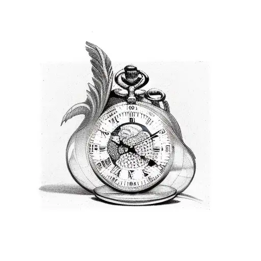 Hourglass Red Bird Pocket Watch