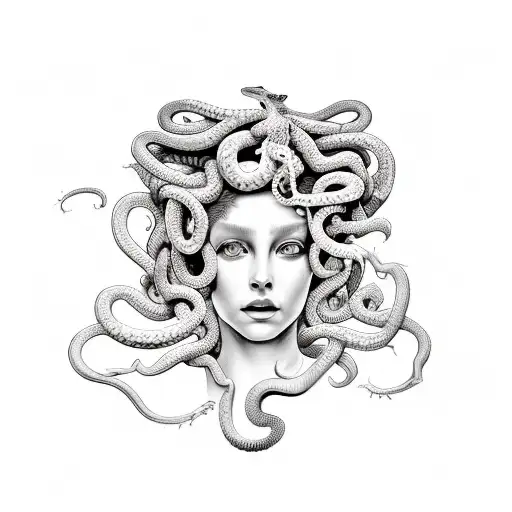 Beautiful Medusa With Real Snakes On Her Head