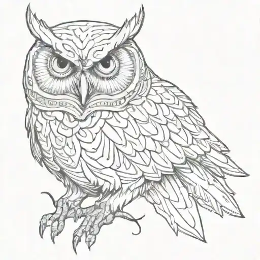 Scary Owl Only Eyes Looking Straight