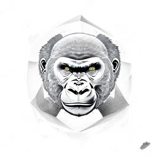Yin And Yang Symbol Incorporating A Gorilla Face