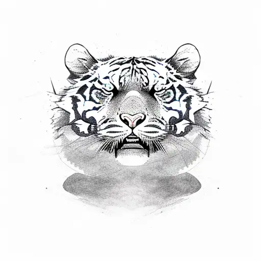 An Angry Tiger Face With Mouth