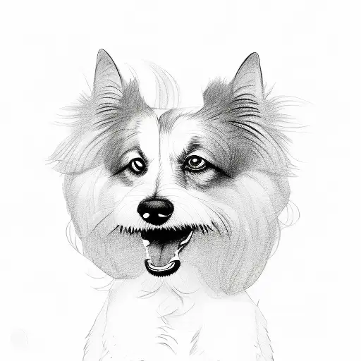 A Sketch-like Illustration Of Your Dog Happily Playing With A Red Collar As The Focal Point