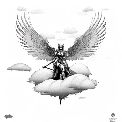 Valkyrie From Clouds Picking Up Dead