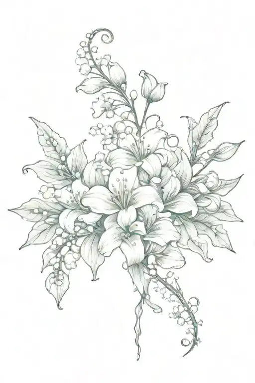 Gothic Lace Spine Tattoo With Lily Of The Valley Flower