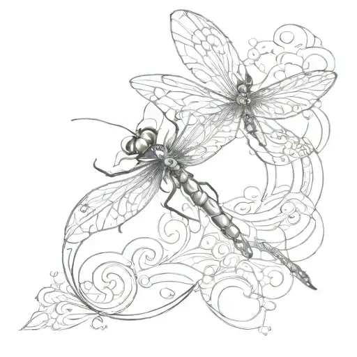 Dragonfly Flying Up With Roman Numerals