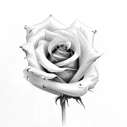 Heavy Clouds Behind Rose And Stem