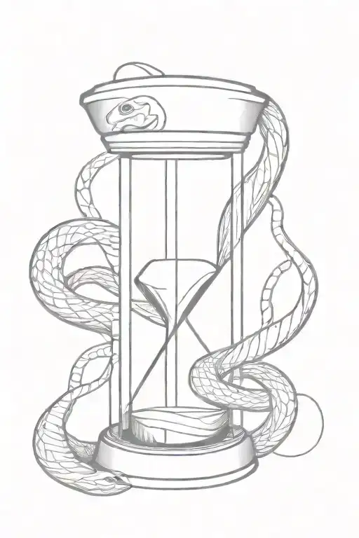 Hour Glass With Snake Wrapping Around It