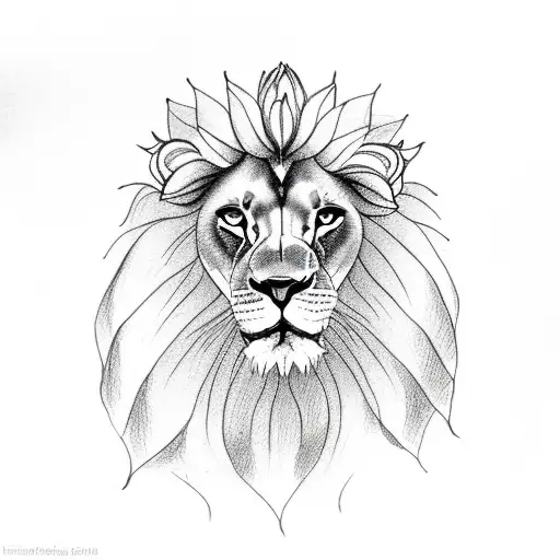 Lion Seated On A Small Lotus Flower