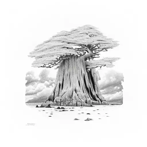 Old Growth Western Red Cedar Tree With A Hole Shaped Like Barbados