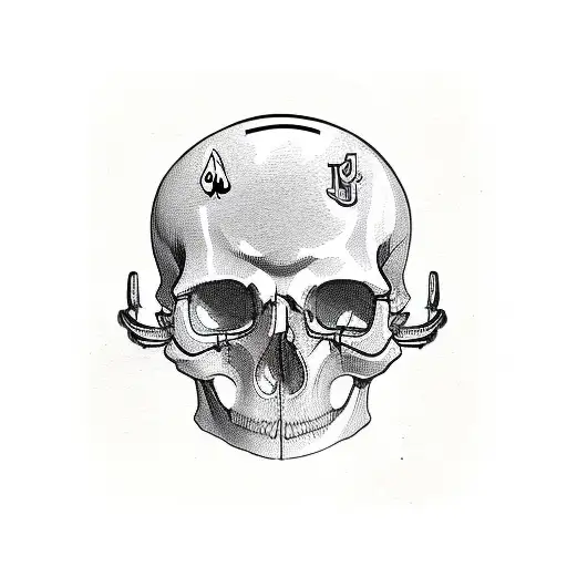 A Skull Wearing An American Football Helmet And Holding A Poker Hand