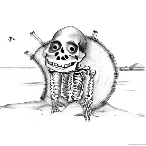 Skeleton Relaxing At The Beach