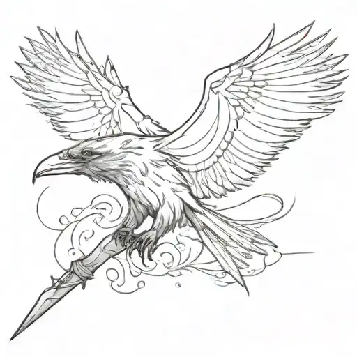 Raven Flying Off Of Spear