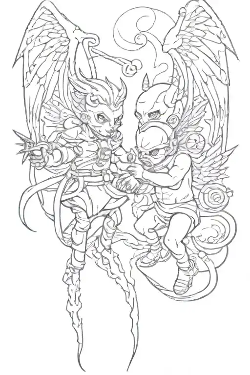 Baby Gangster Devil Vs Angel Tattoo Design