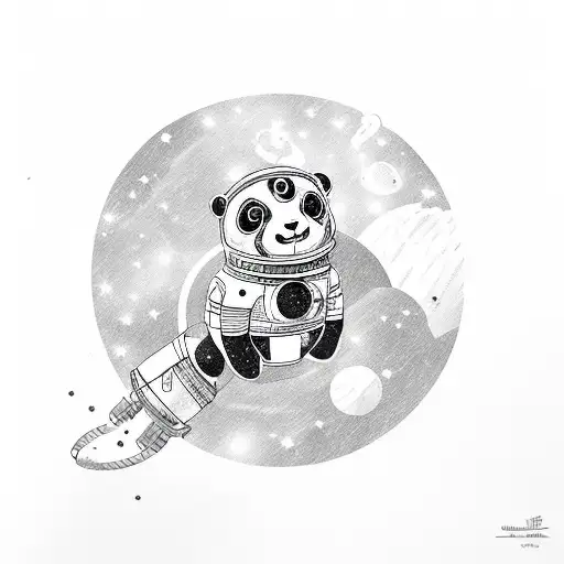 A Panda Astronaut Exploring A Galaxy