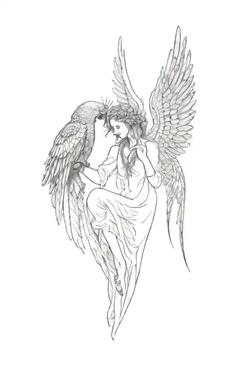 An Angel And A Parrot