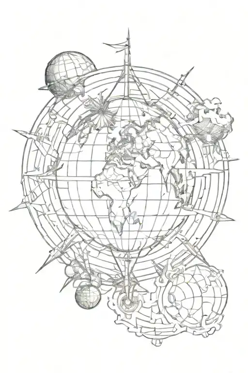 Globe Sun Travel Tattoo Design
