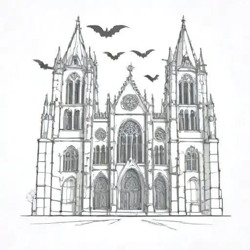 Gothic Cathedral With Bats
