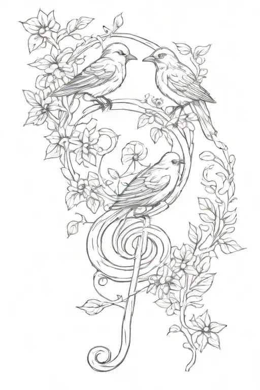 Treble Clef Nature Birds