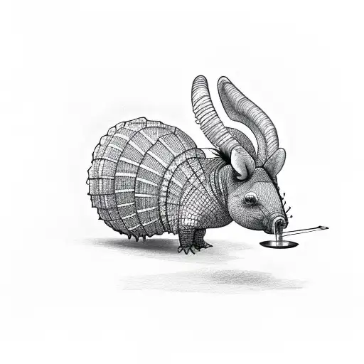 Armadillo Drinking Coffee