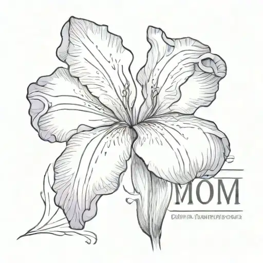 A Single Purple Iris Flower With Words Love Mom