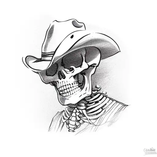 Full Body Skeleton Wearing Cowboy Hat And Boots Dancing