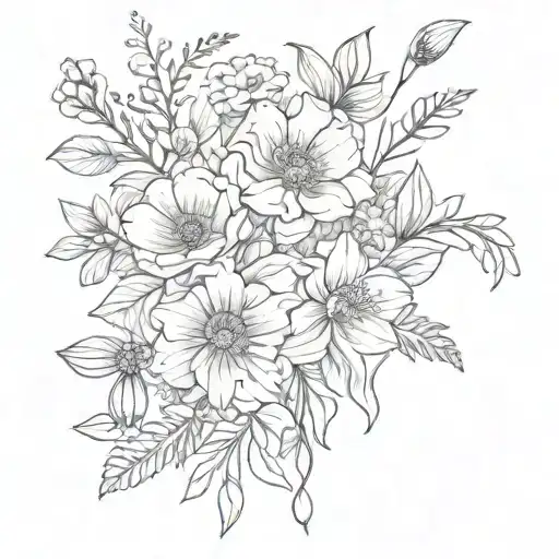 Birth Flowers Bouquet Tied