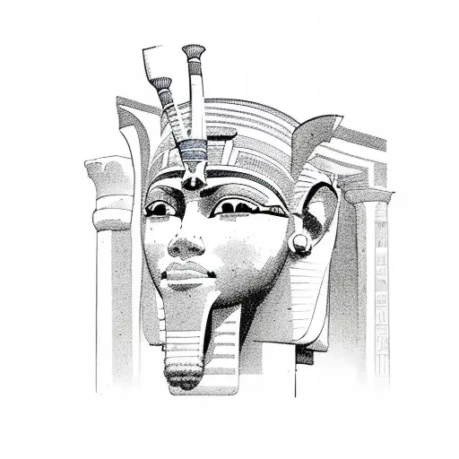 Sketch-style Illustration Of A Traveler Exploring Ancient Egyptian Ruins