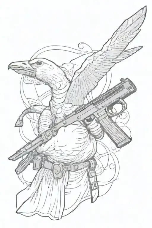 Goose Holding A Gun