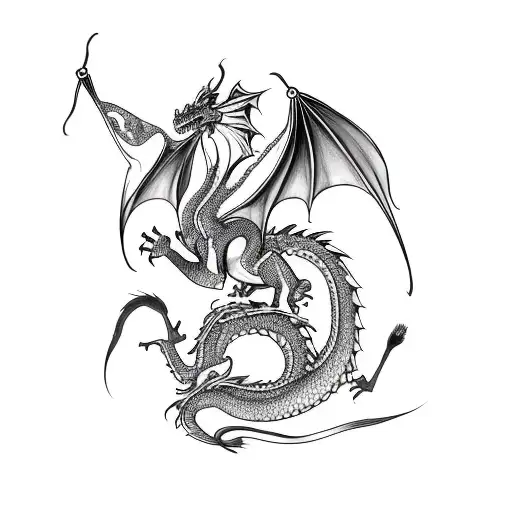 Dragon Rolling With Text Spaceand The Text Not On The Dragon And The Tail Is Avrege