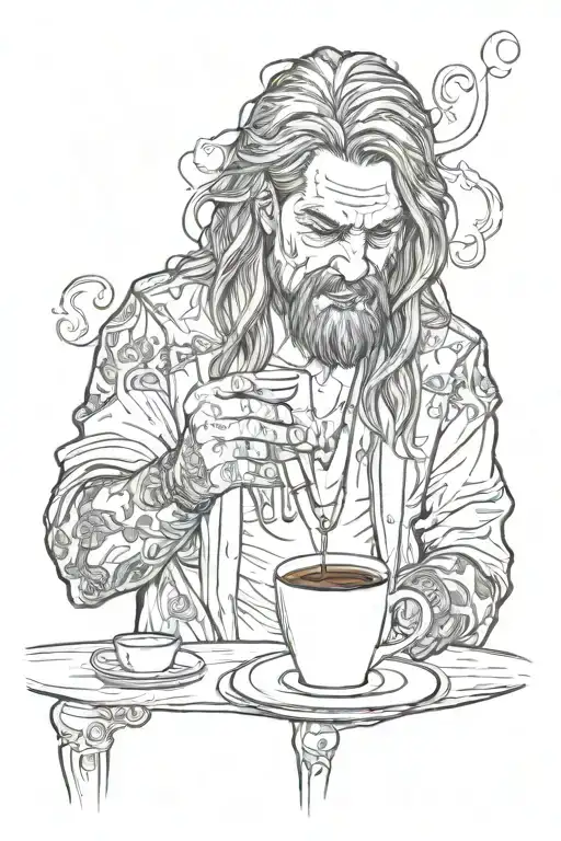 Ozzy Tired Drinking Coffee