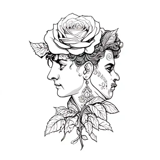 Jose Guadalupe Posada Side Profile And Rose