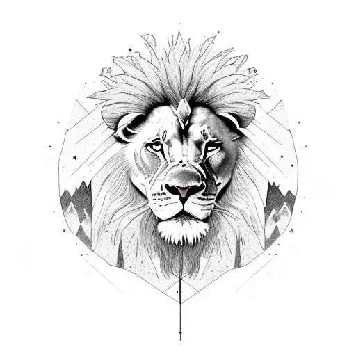 A Strong Soul Represented By A Lion With Mountains As Its Mane
