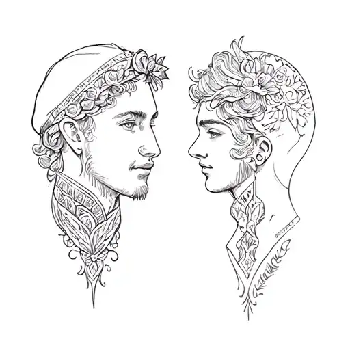 Sketch Of A Pair Of Tattoo On The Theme Of Friendship Between Moldova And Russia