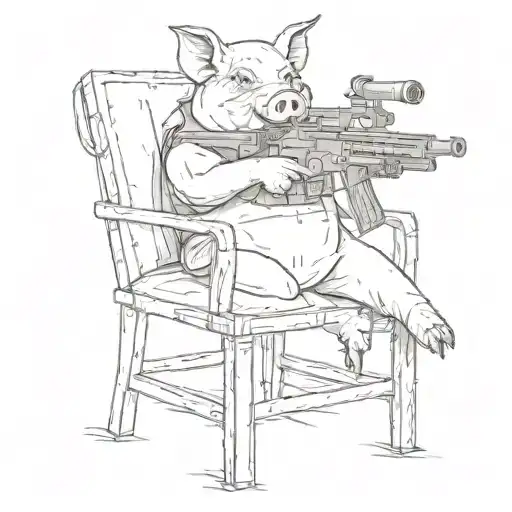 Pig Small Chair Machine Gun