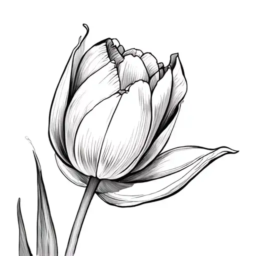 Minimilistic Black And White Tulipwith Hidden Semicollon