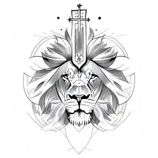 Lion With Religious Crosses