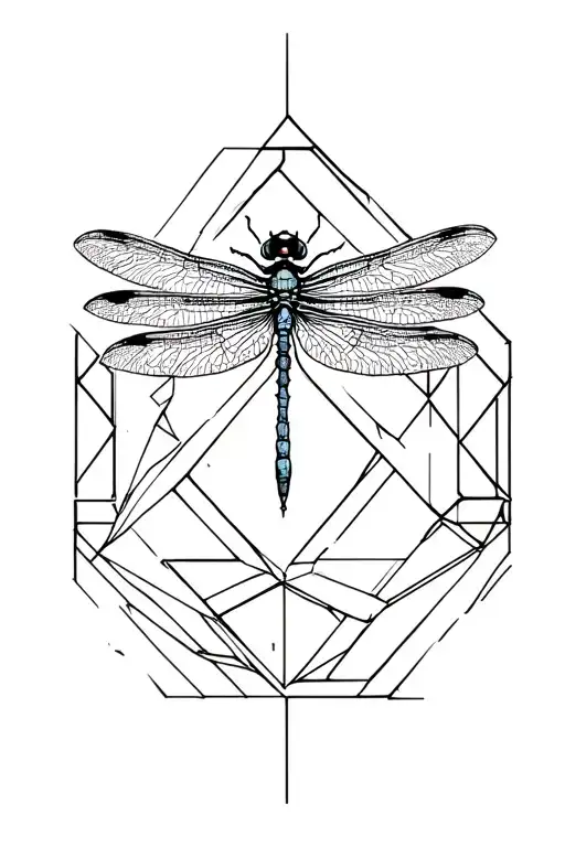 A Dragonfly Surrounded By Geometric Shape