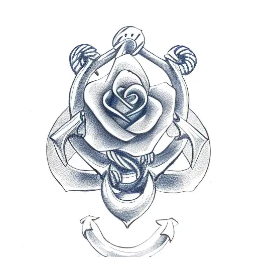 Navy Anchor With Rose Wrapped Around