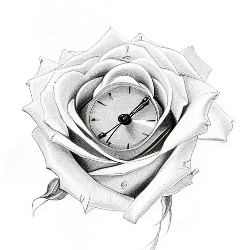 Roses With A Clock Showing Date Time Sleeve