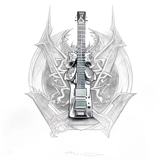 Metallica's Guitar With A Dragon Wrapping Around It