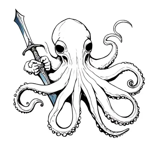 Octopus Holding A Sword
