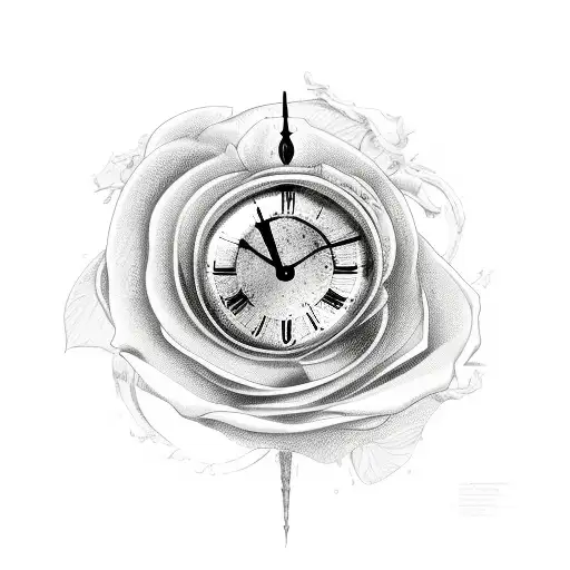 Melted Clock And A Withered Rose