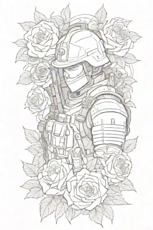 A Collage Of A Christian Soldier Intertwined By Roses